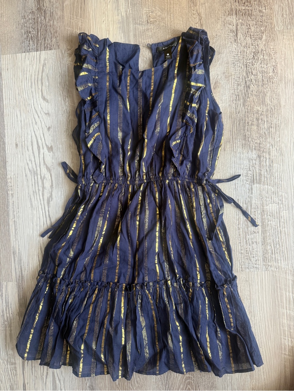 Aqua Navy Dress with Gold Stripes
